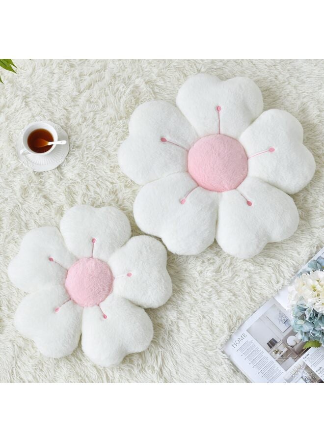 Flower Pillow, Decorative Throw Pillows for Bed Couch, Cute Daisy Pillow Dorm Decor Floor Seating Cushion (White, 13.65 Inches) - Image 3